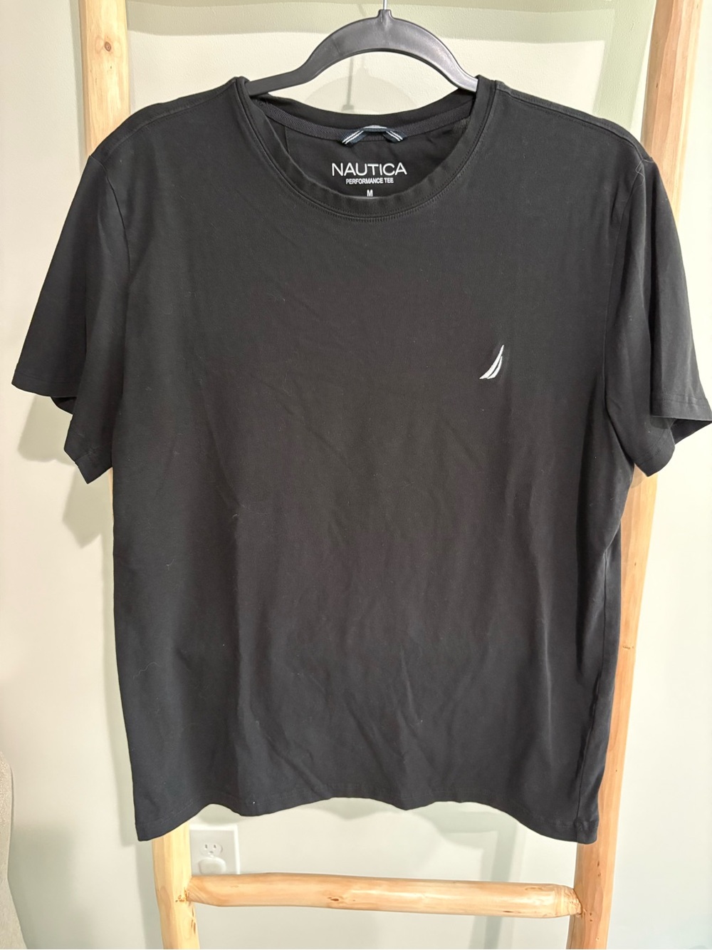 Nautica Black Crew Neck Short Sleeve Tee with White Logo
